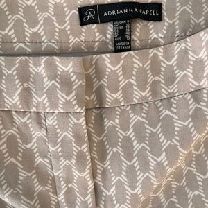 Adrianna Papell Taupe and White Stretch Straight Leg Work Pants